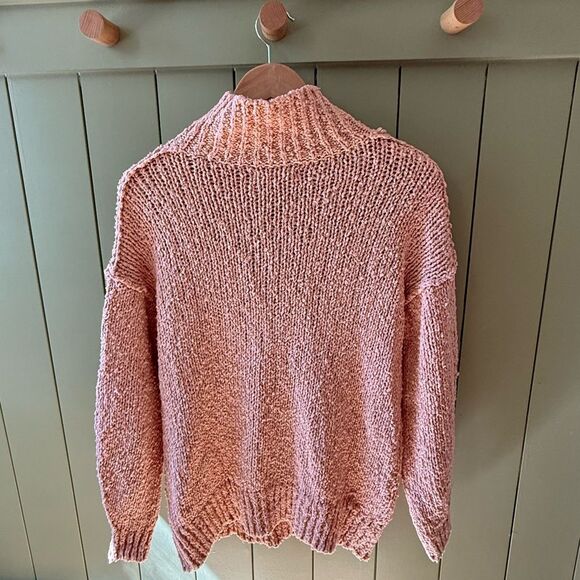 By Anthropologie The Need-It Oversized Mock Neck Sweater in Peach - XS - Picture 4 of 6